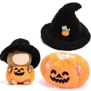 Labubu Halloween Pumpkin Costume with Witch Hat